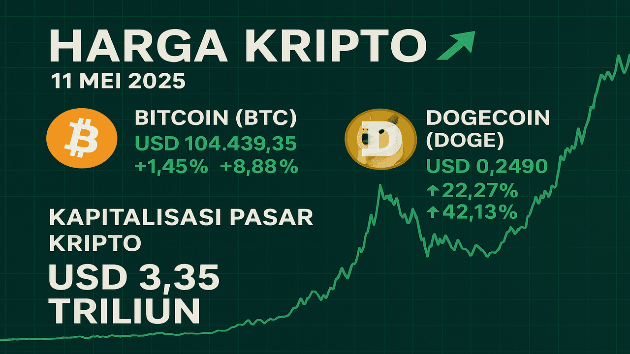 Harga Bitcoin Hari Ini Stabil di Atas 104 Ribu Dolar, Dogecoin Catatkan Performa Impresif Dalam Sepekan